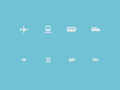 Transport icons bus car icons plane small tiny train transport