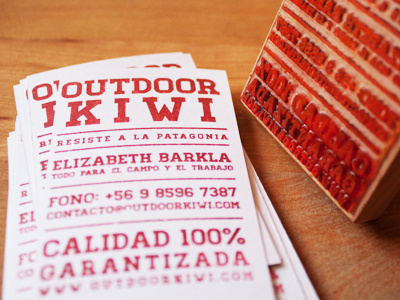 Outdoor Kiwi Stamp business card kiwi outdoor presentación stamp tarjeta timbre