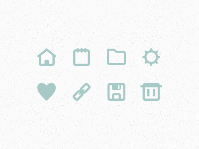 New icon set chain clean configuration delete disk empty file floppy folder heart home icon icons like link new nice note open save set setting share simple trash