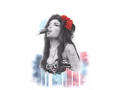 Amy Winehouse colored pencil fine art graphite illustration musician portrait portrait art