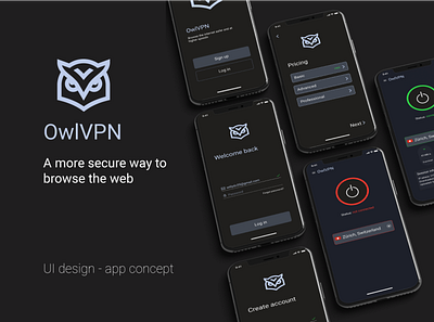 OwlVPN - VPN app concept | UI design concept dailyui design figma login ui uiux user experience userinterface ux