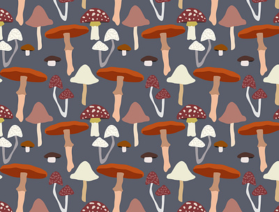 Moody Mushrooms design illustration mushrooms pattern pattern design surface design surface pattern design vector