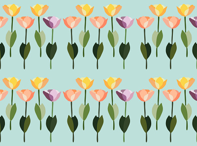 Orderly Tulips design illustration pattern pattern design spring surface design surface pattern design tulips vector
