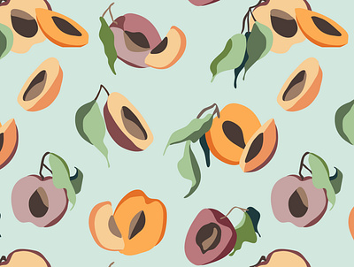Plums and Nectarines design illustration nectarine pattern pattern design plum stonefruit summer pattern surface design surface pattern design vector