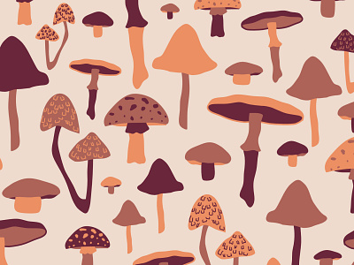 Pink and Plum Mushrooms design mushrooms pattern pattern design surface design surface pattern design vector