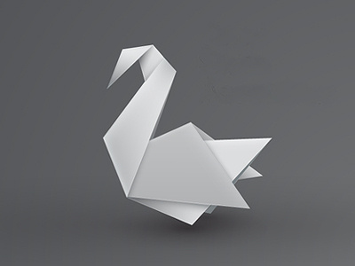 Origami swan origami paper sign white
