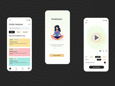 Meditate app appdesign branding design meditate meditation mobile app ui
