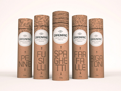 Gragnano - Pasta Asciutta Italiana brand branding handmade illustration italian kraft package packaging packing pasta pattern tube