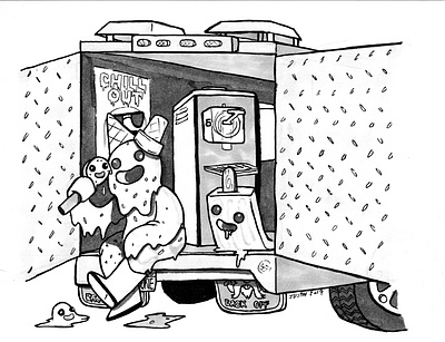 Inktober 2019 - FREEZE art challenge freeze ice cream inktober2019 justinlangfordart melt truck