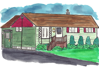 Grandparent's House - 2018 architecture home house traditional art watercolor