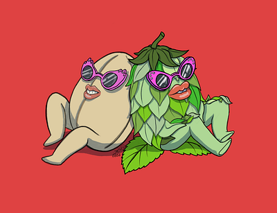 Beer Babes barley cartoon cute design hops illustration justinlangfordart procreate sexy sunglasses