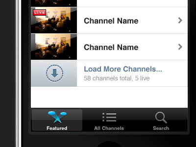 Load More Channels design iphone loading