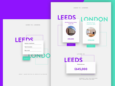 Leeds v London design green layout leeds london property purple side project ui web web app web design
