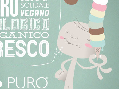 Puro&Bio character flyer ice cream illustration kid organic vintage