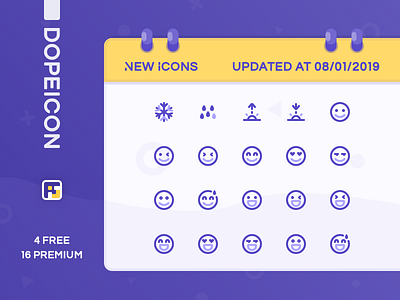 Dopeicon Updated by 08/01/2019 animation app branding design dope dopeicon emoji emoji set emojis flat freebies icon illustration logotype typography ui ux vector weather