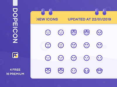 Dopeicon Updated by 22/01/2019 animation app branding design dope dopeicon emoji emoji set flat freebies icon illustration logo type typography ui ux vector web website
