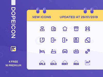 Dopeicon Updated by 29/01/2019 animation app branding design dope dopeicon flat freebies icon illustration logo real estate real estate agency type typography ui ux vector web website