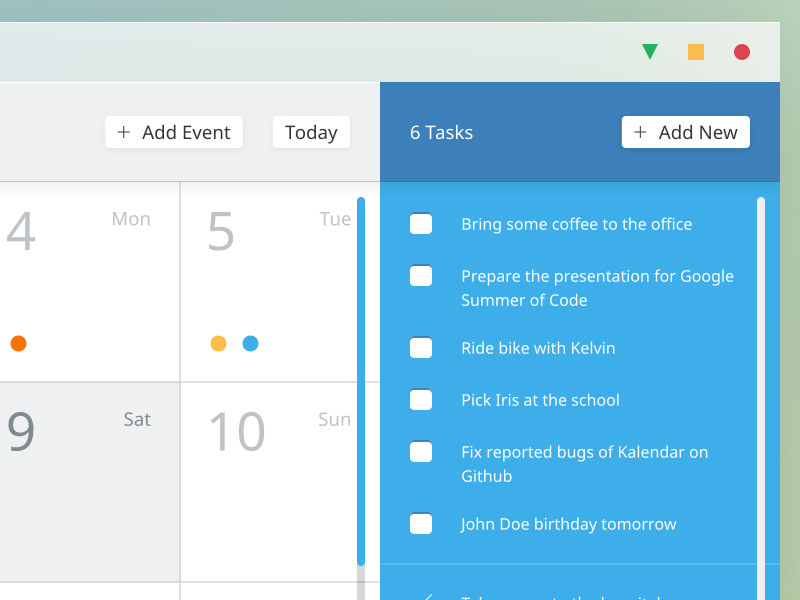 Calendar mokup dribbble