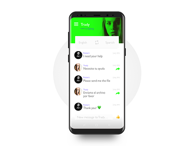 Trady Bot Traductor 🤖 — Daily UI Challenge #013 bot chat bot dailyui green s8 traductor ui