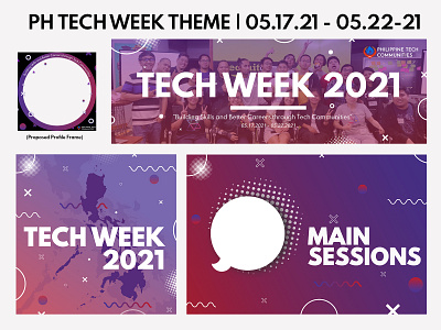 PH Tech Week Theme branding communities event geek graphic design illustrator minimalist philippines profile frame purple red tech techweek