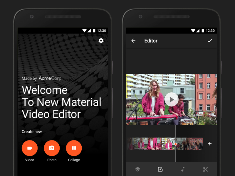Video Editor Screens video editor material design start welcome editor video material