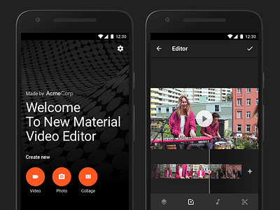 Video Editor Screens editor material material design start video video editor welcome