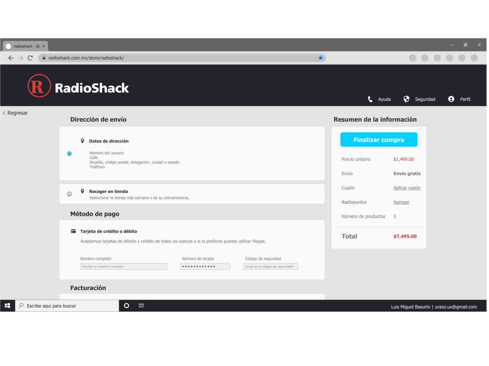 02 New RadioShack Credit Card Checkout website by Luis Miguel Basurto on Dribbble
