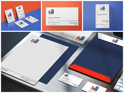 Logo and stationery design for Clic’Immo brand branding businesscard design french logo stationery