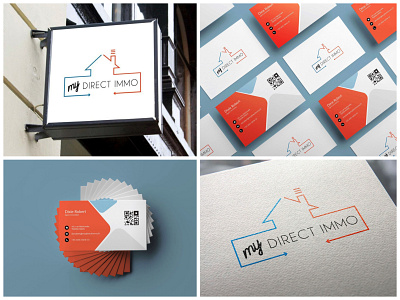 Logo and stationery design for My Direct Immo branding businesscard card corporate design french logo stationery vector work