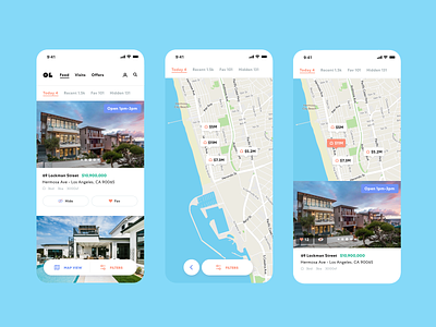 Open Listings Feed 🌊. Card and Map views / Mobile app clear design home house mobile product product design real estate simple ui ux visual design