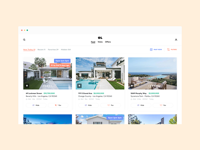 Open Listings Feed 🌊Card and Map views / Laptop app color home house openlistings product product design real estate ui ux visual design white