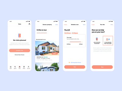 Schedule a tour flow / Open Listings iOS App app design house ios mobile product product design real estate ui ux white