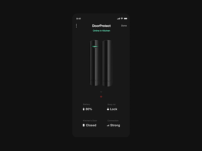 Smart home device. Turning on app black dark dashboard device interactive design ios iot iphone xs mobile mobile app mobile app design product design security system smart home ui visual design