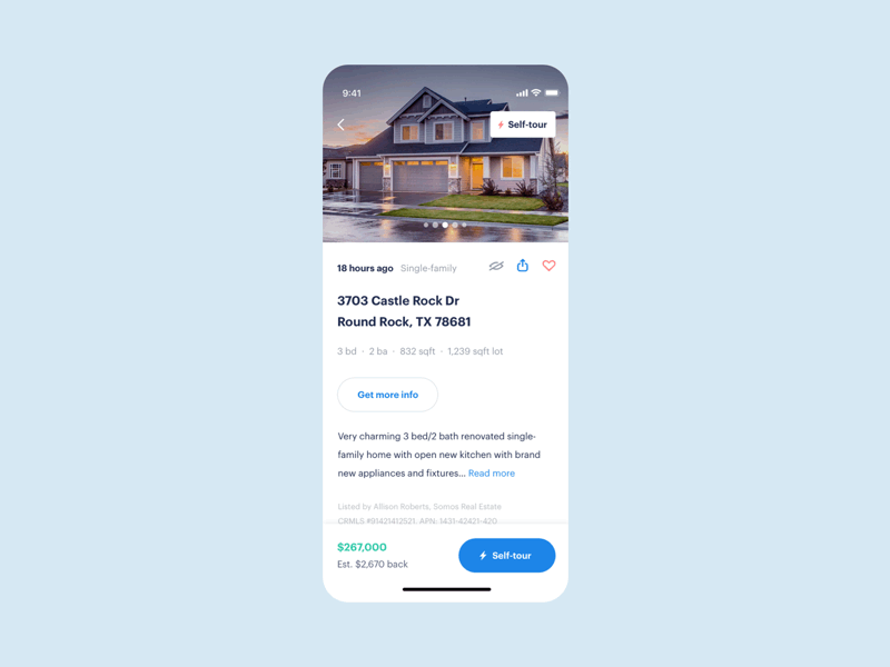 Property Detail Page @ Opendoor Mobile App app design house icons ios mobile mobile app opendoor product product design real estate simple ui ux visual design white