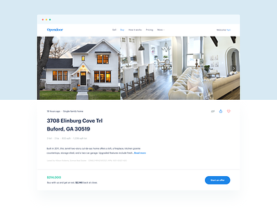 Property Detail Page @ Opendoor Web App clean design detail page home house landing opendoor product product design real estate simple ux visual design web webpage white