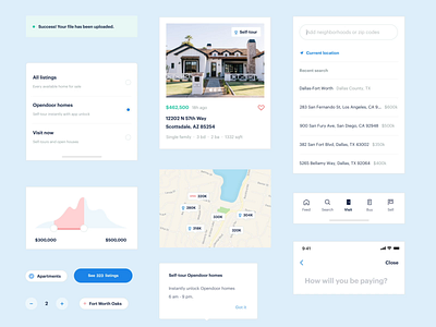 Opendoor Buyer Design System animation app buttons card components design design system home ios mobile mobile app navigation opendoor product product design real estate styleguide stylesheet tab bar ui