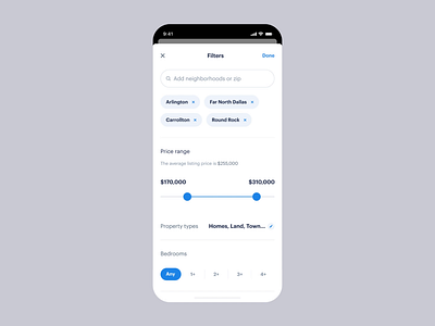 New Feed and Filters exploration | Opendoor app app button cards design filters home interaction ios listing mobile modal motion opendoor product product design real estate search search bar ui ux