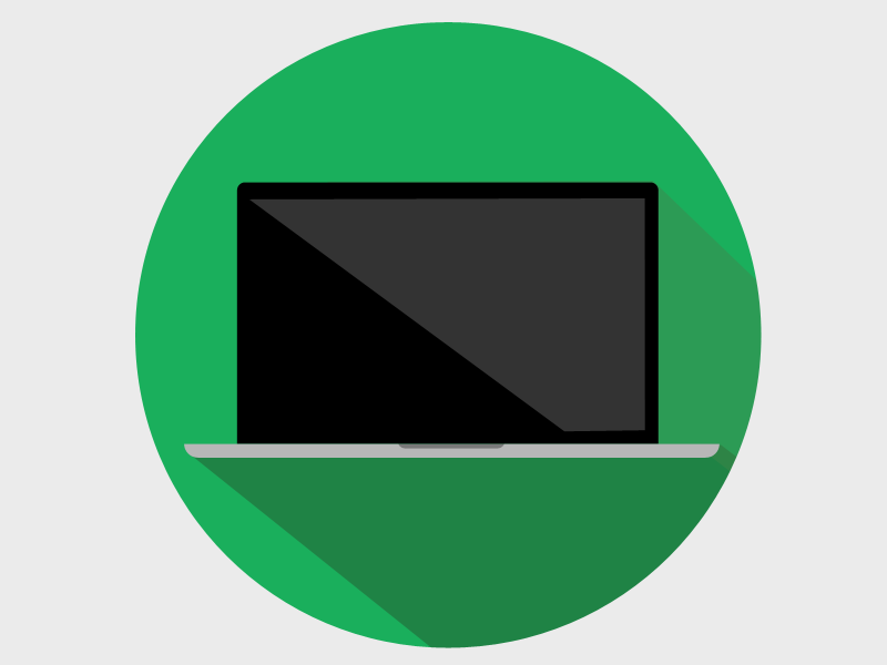 Flatbook macbook flat icon long shadow