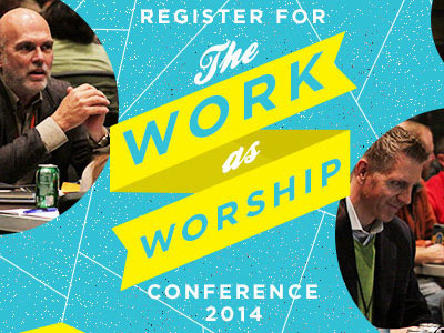 Work as Worship Conference Email Header blue conference email flag ribbon texture vintage work worship yellow