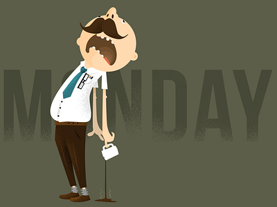 Monday character coffee illustration monday