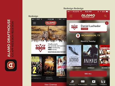 Alamo Drafthouse App Redesign-Redesign alamo app drafthouse ios iphone movies redesign ui ux