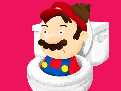 [Mario] Wrong Pipe character illustration mario nintendo poop texture toilet