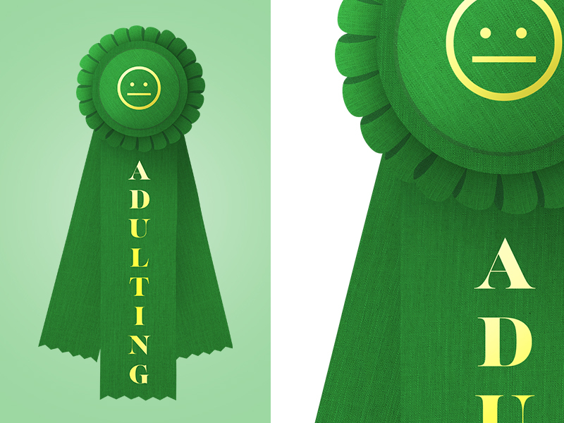 #Adulting adult adulting award funny illustration ribbon texture