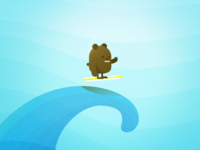 Surf Bear bear character cute funny illustration ocean sea surf surfboard tidal water wave