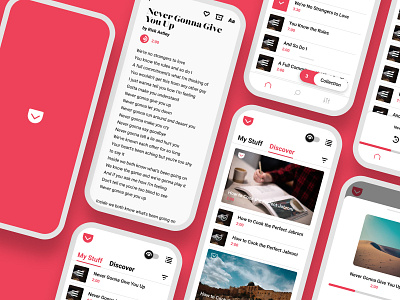Pocket Redesign android app articles bookmark books ios mobile phone pocket reading reading app save for later typography ui ux
