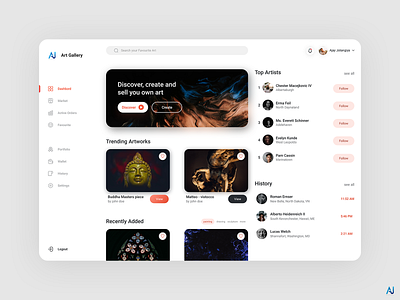Art Gallery Website Dashboard dashboard design follow me forsale graphic design illustration ui uidesign webdesign