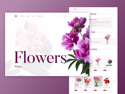 Online Shop of Flowers design floral flower flower shop flowers landing page online shop paris purple ui