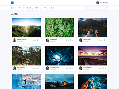 Dashboard - Gallery view in Bootstrap v4