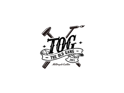 The old gang banner custom gang hammer illustration logo motorcycle old retro vintage welding