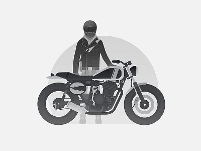 Me and my motorcycle helmet highlights illustration moped motor motorbike motorcycle old school shoes